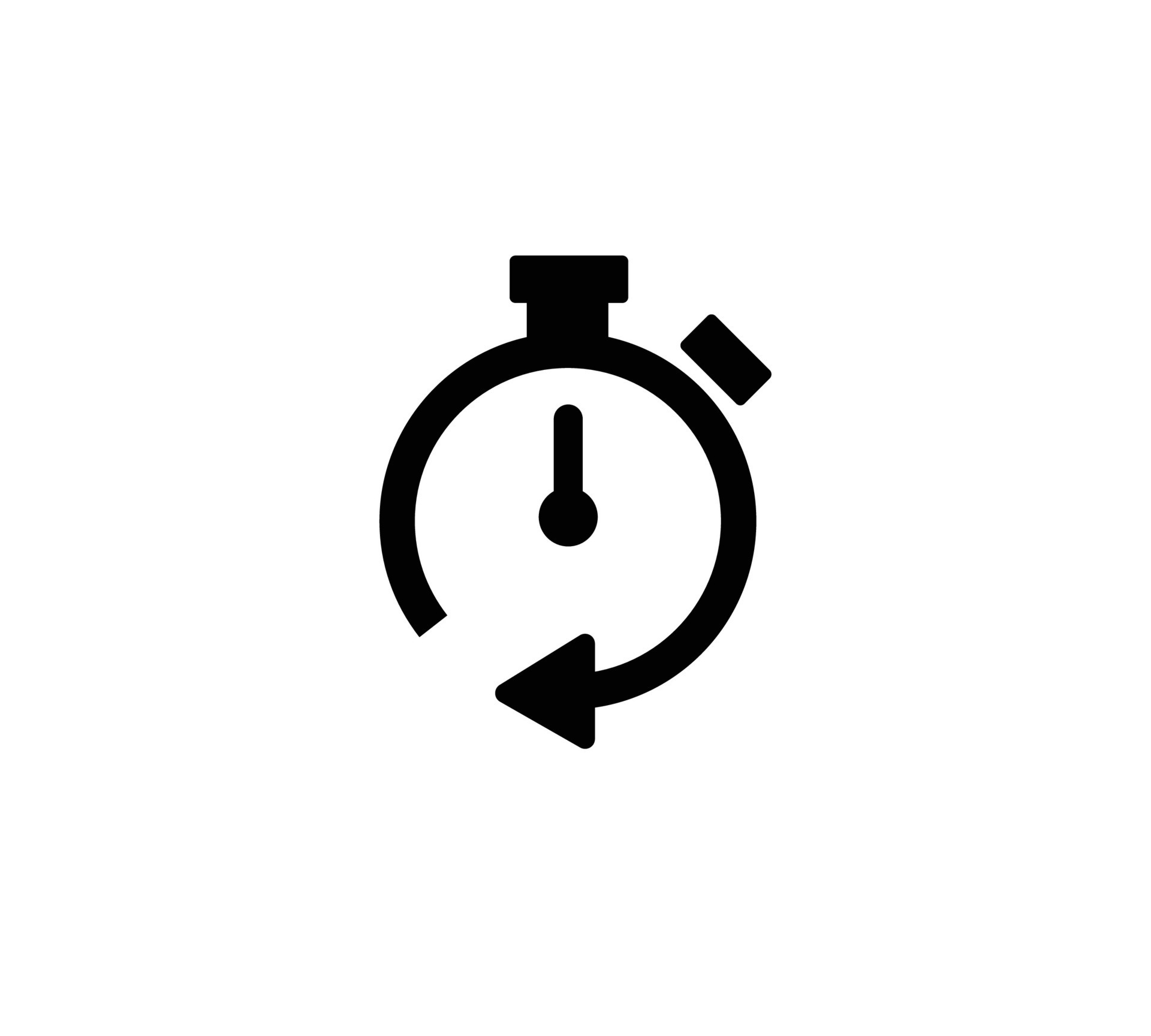 Stopwatch with circular arrow icon. Working time and business deadline