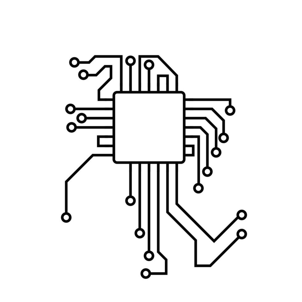 Electronic circuit with chip. Engineering and digital communication system with data transmission and operation of integrated vector processors