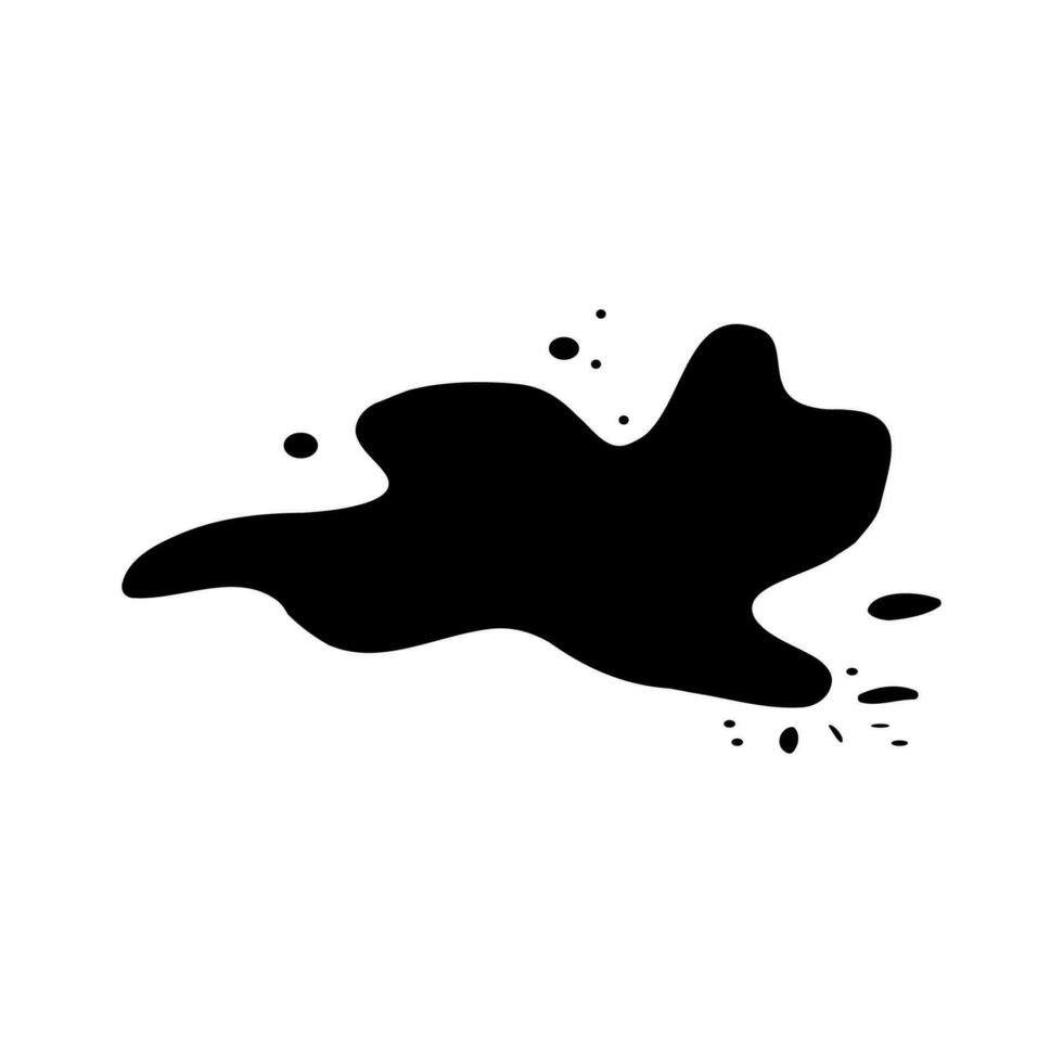 Isolated doodle ink stain black and white. Outline vector Icon.