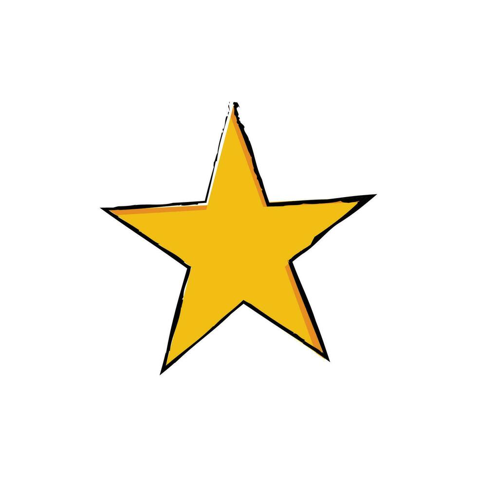 Golden star icon. Yellow symbol of quality and award for successful winner of best vector ranking