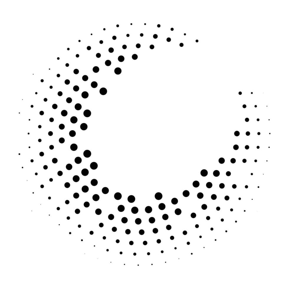 Simple halftone dotted black circle. Grunge ornament with circular frame effect with creative artistic vector minimalism