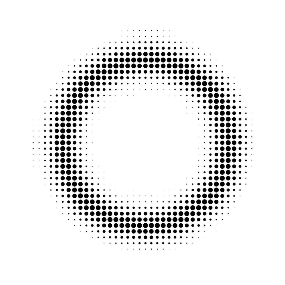 Halftone dotted frame with blur. Simple ornament with circular frame effect with creative artistic vector minimalism