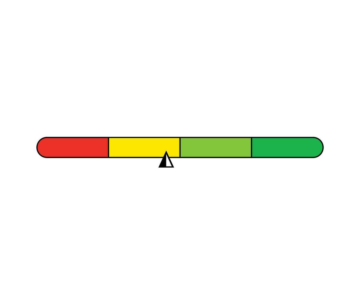 Line color scale indicator. Measuring gauge with dial showing positive green and negative red pressure with dashboard vector speedometer
