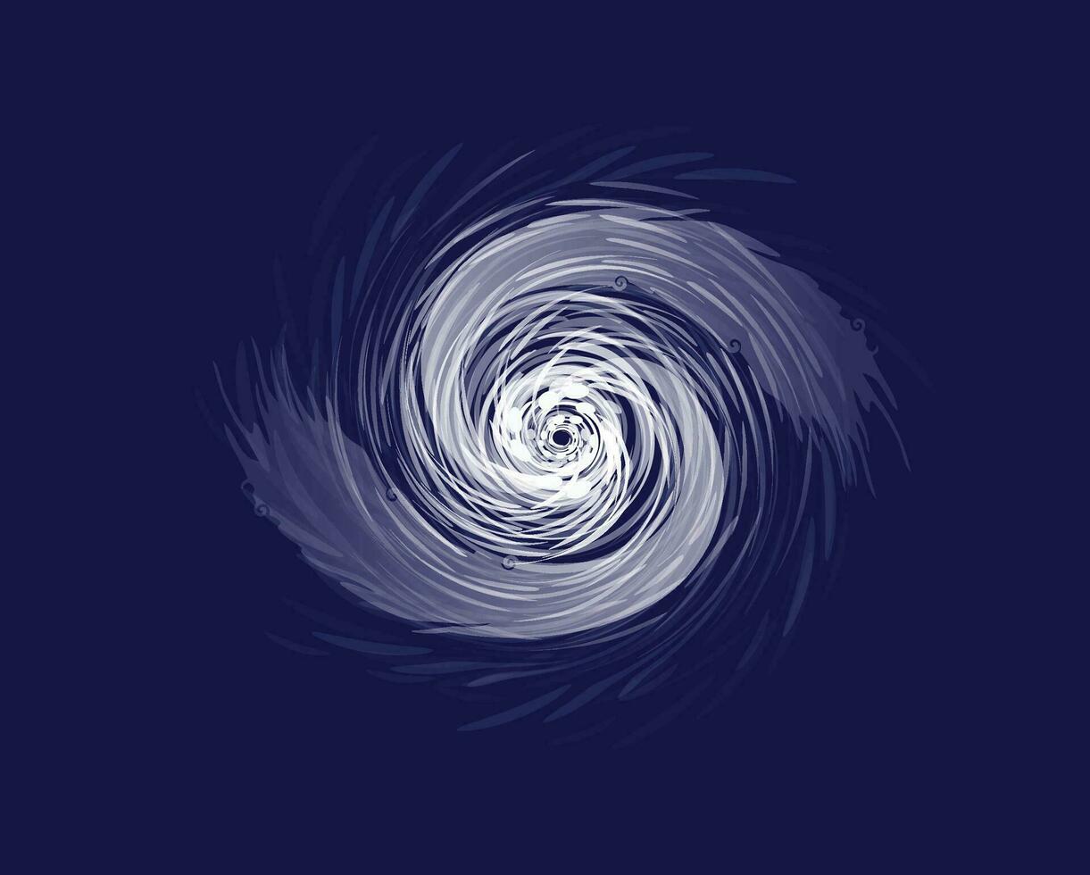 Hurricane funnel. Cyclonic weather whirlpool of climatic vortices with catastrophic destruction and natural vector anomalies