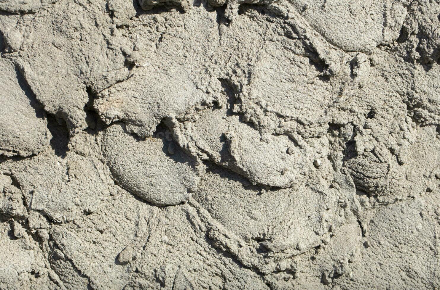Texture of fresh concrete wall at construction site, fresh plastered cement wall for building background. photo