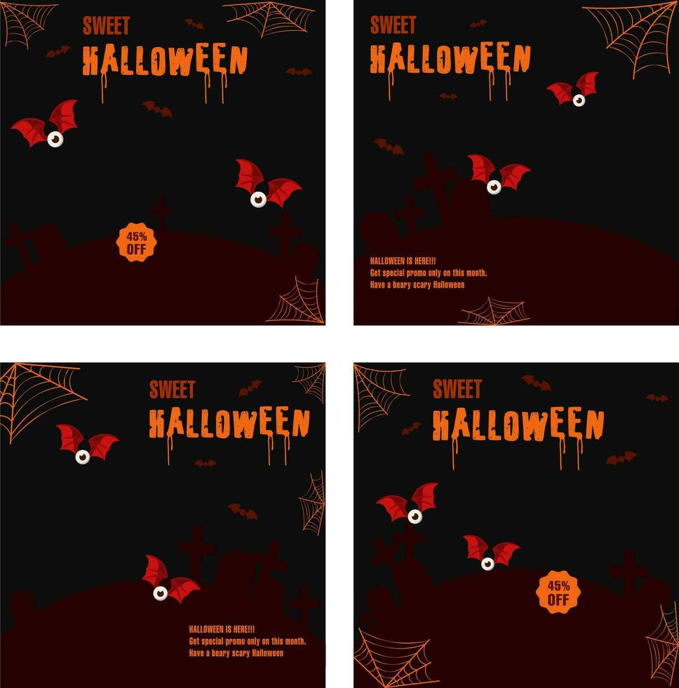 Set of Halloween template for social media vector