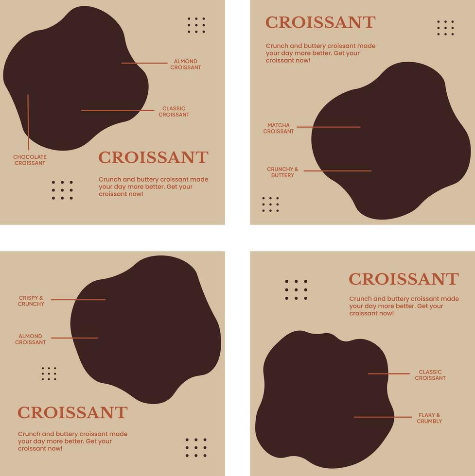 Set of croissant template vector