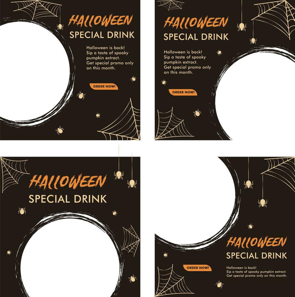 Classic halloween social media template set vector