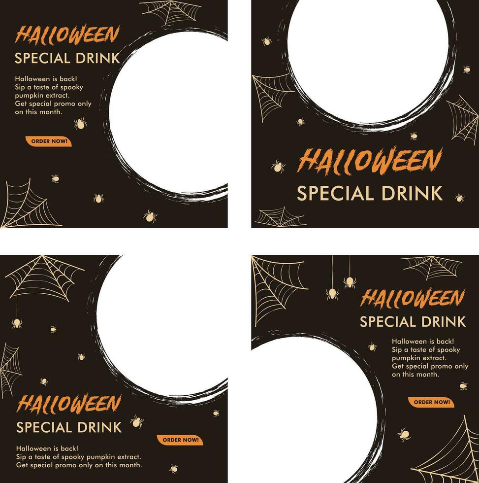 Spooky social media template set vector