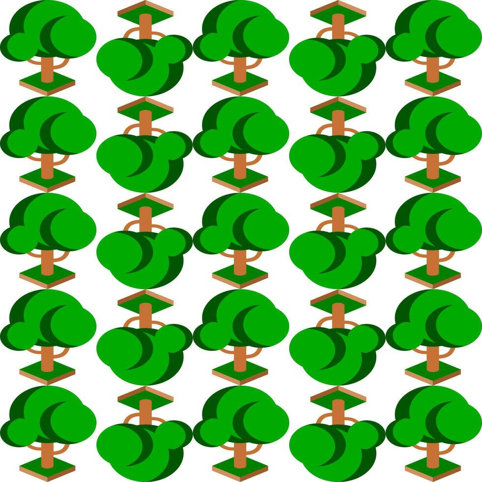 Seamless pattern with green trees on white background. vector