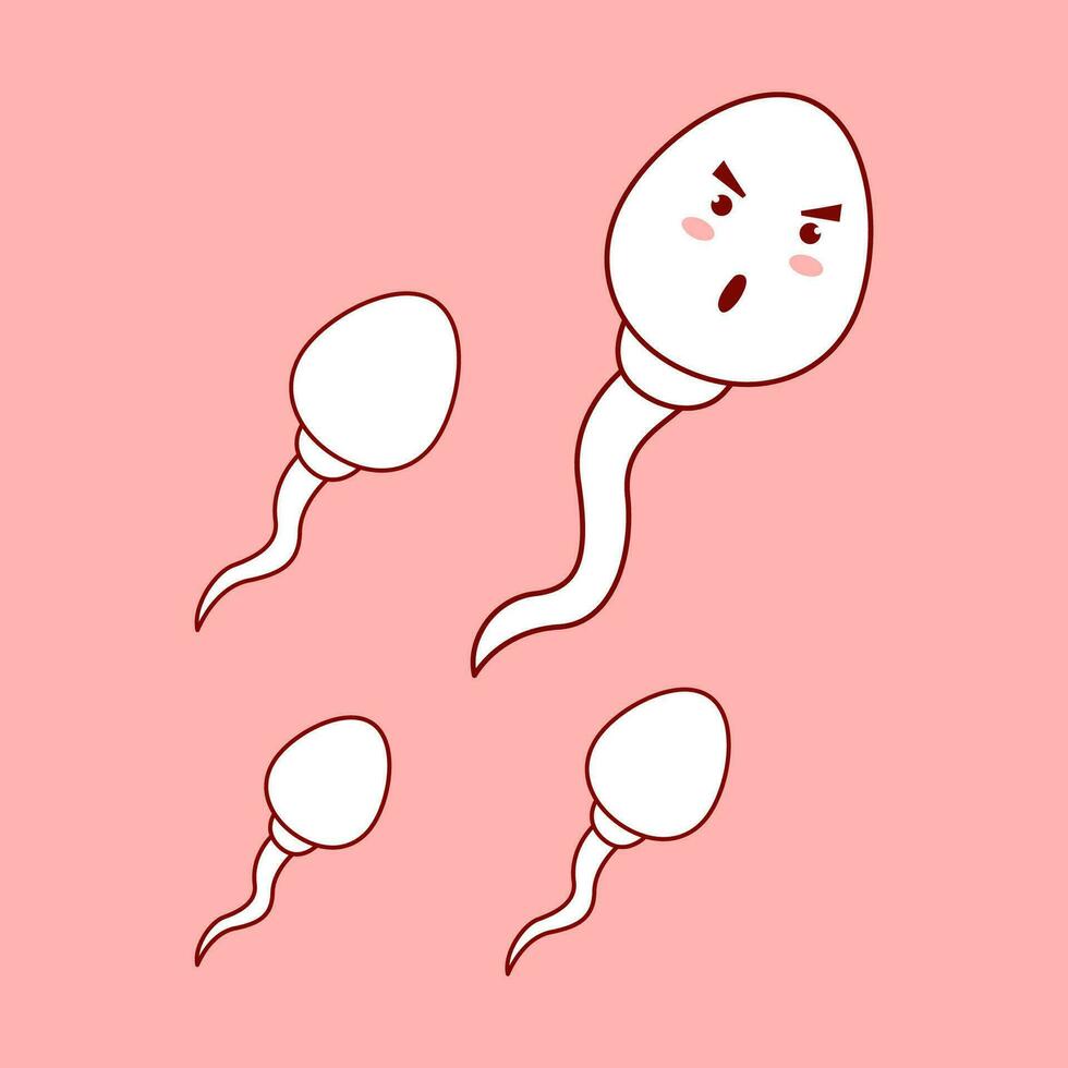 sperm and egg character. human sperm and egg cute cartoon vector