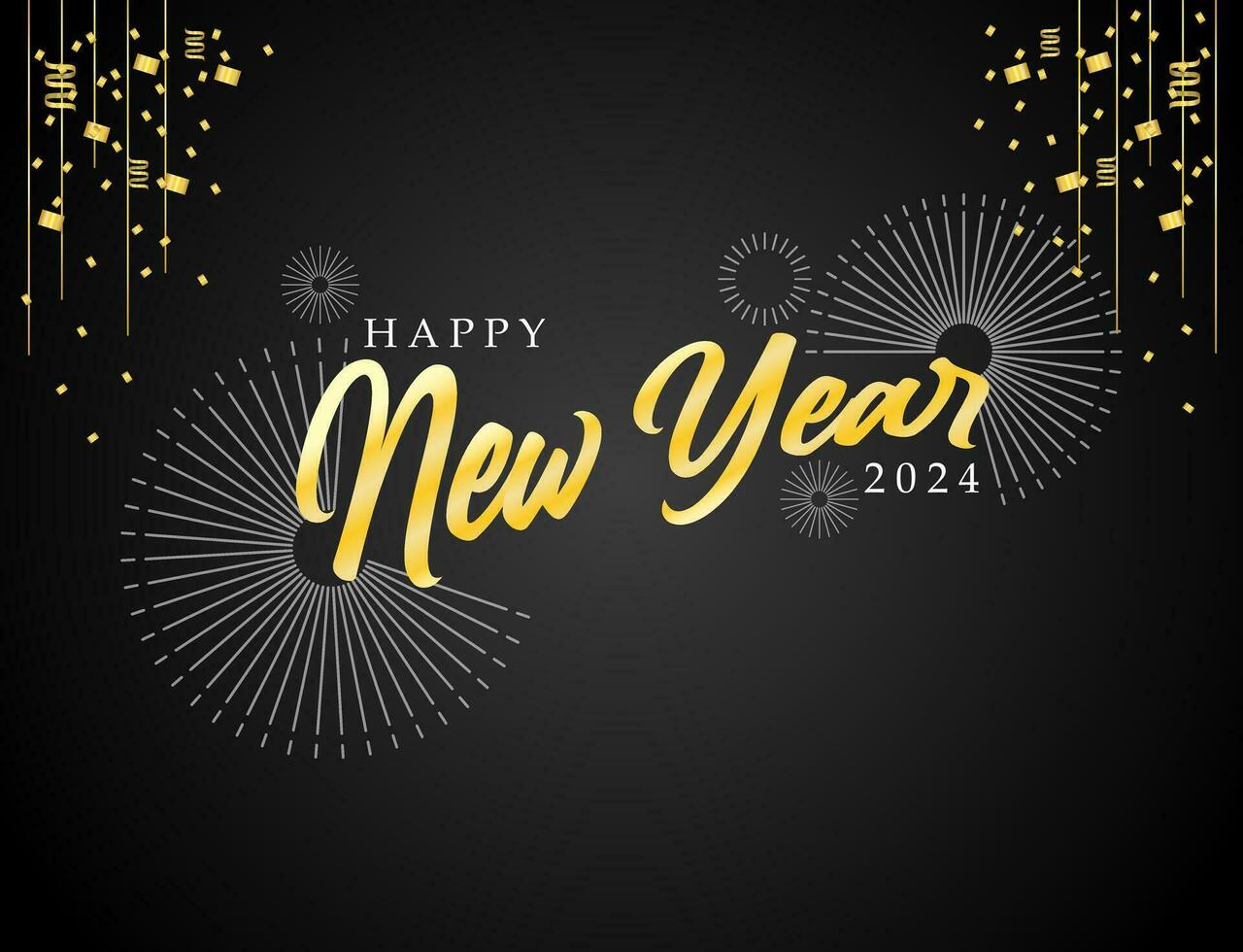 Vector illustration happy new year with golden line art free download