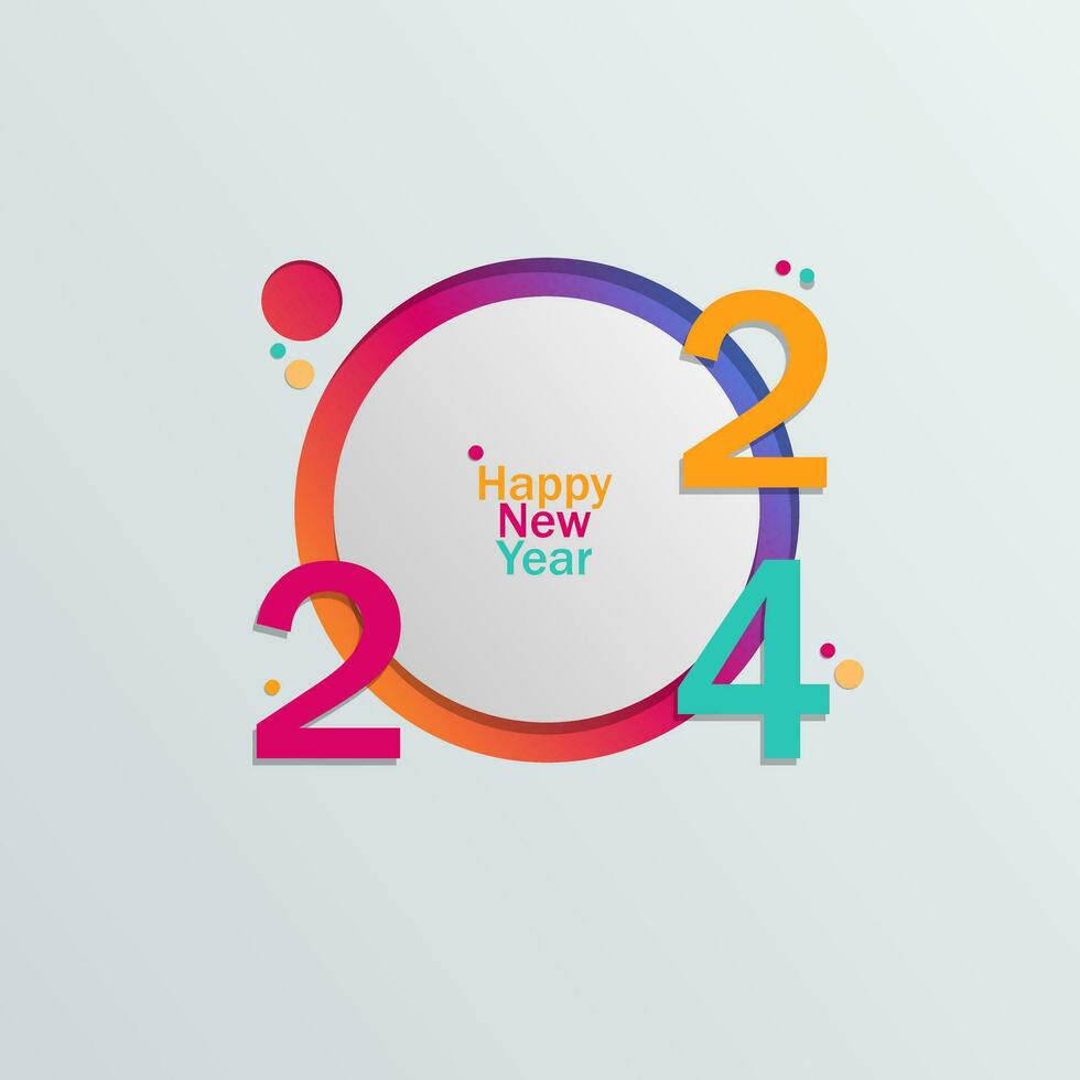 Vector illustration happy new year 2024 with simple design beautiful color concept