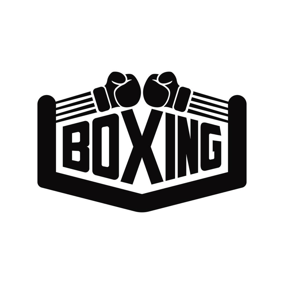 boxeo logo. Boxer, club, anillo, deporte logo vector