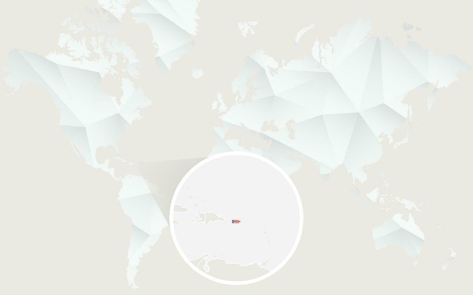 puerto rico mapa con bandera en contorno en blanco poligonal mundo mapa. vector