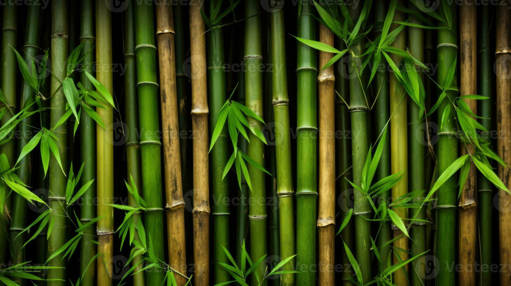 Green bamboo fence texture, bamboo background AI Generative photo