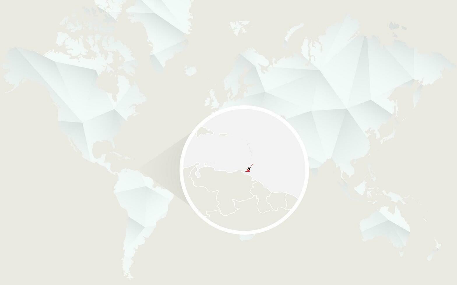 trinidad y tobago mapa con bandera en contorno en blanco poligonal mundo mapa. vector