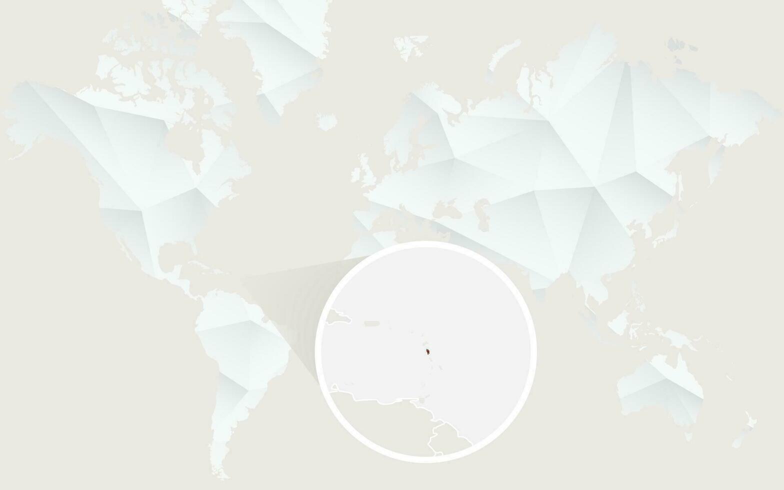 dominica mapa con bandera en contorno en blanco poligonal mundo mapa. vector