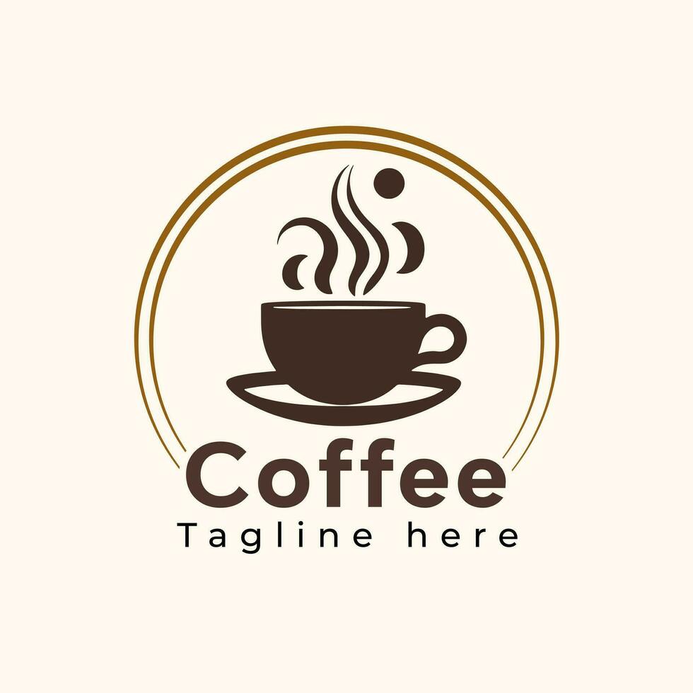 Vector simple and minimal Coffee Logo, Coffee cafe design Concept with white background