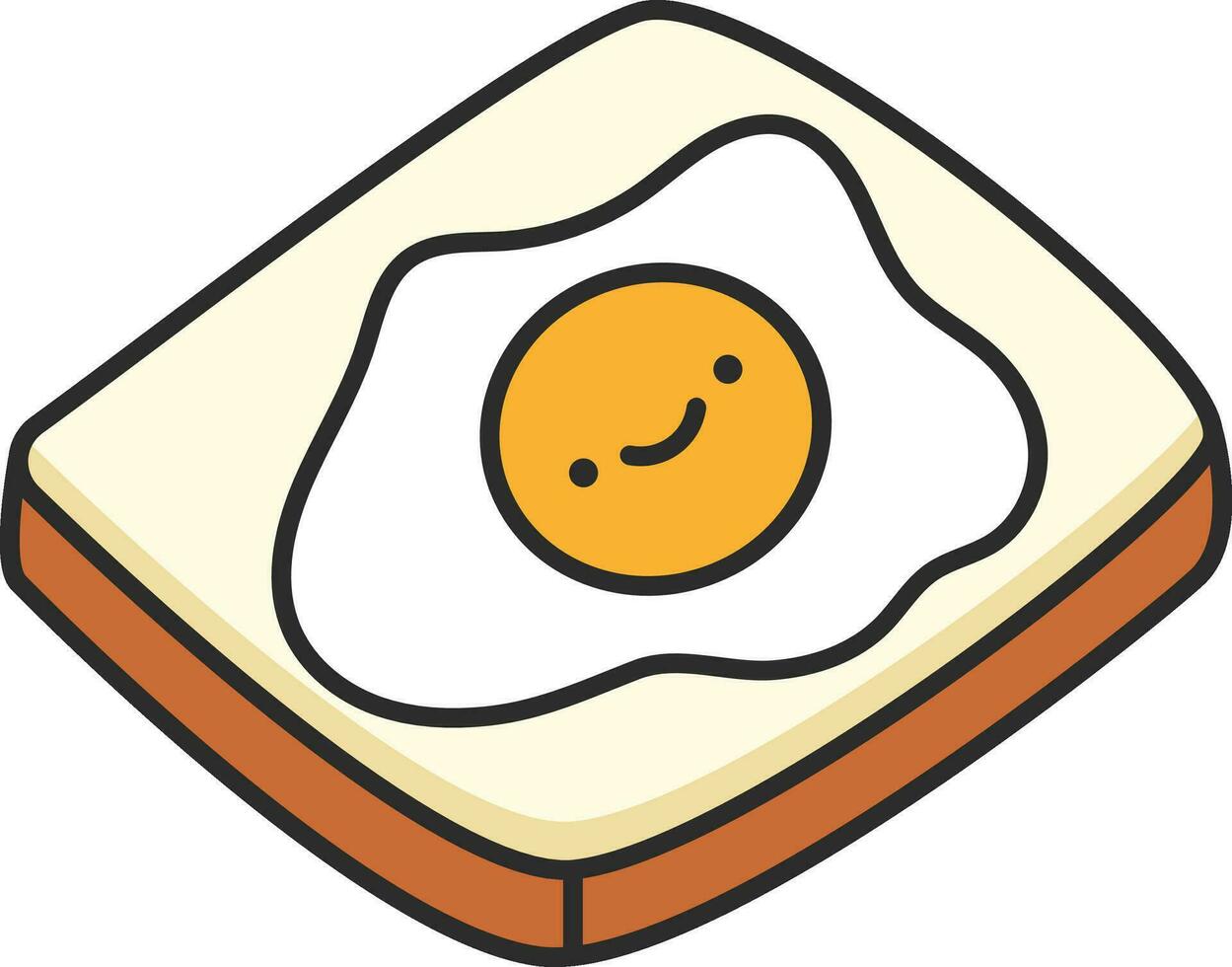 Fried egg on toast. Vector illustration in thin line style.