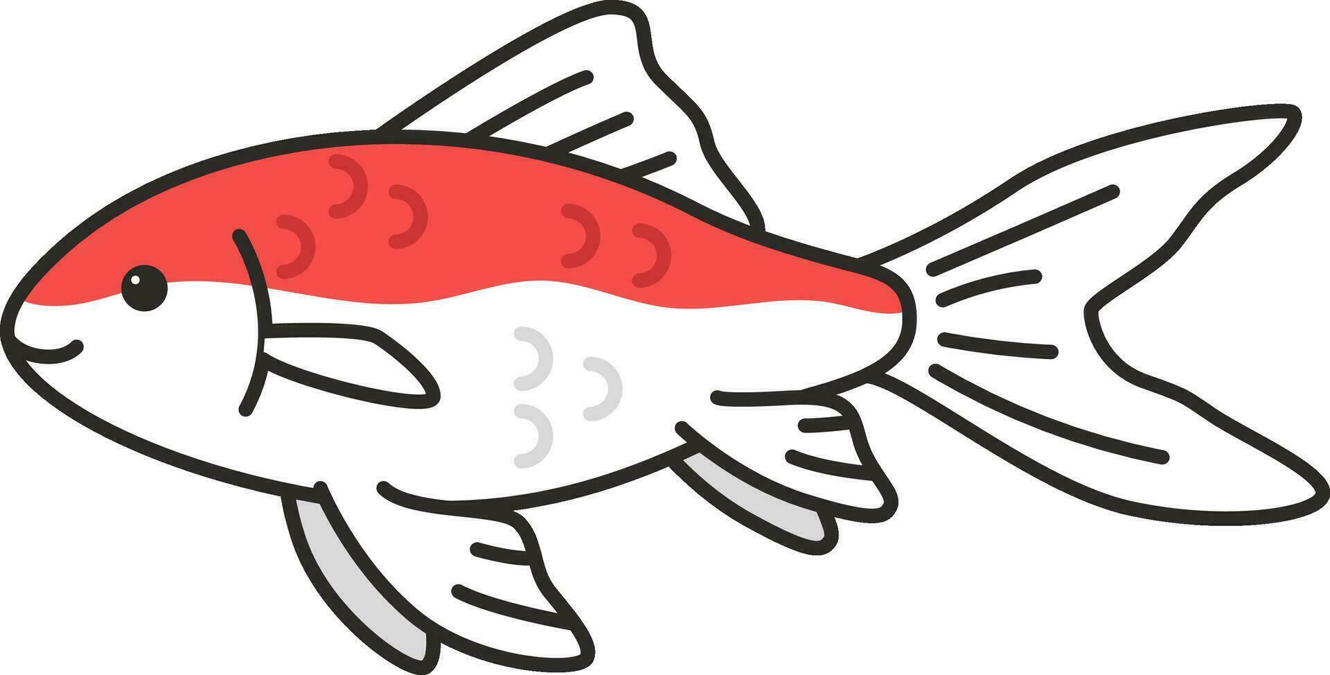 Cute cartoon comet fish. Vector illustration. Isolated on white background.