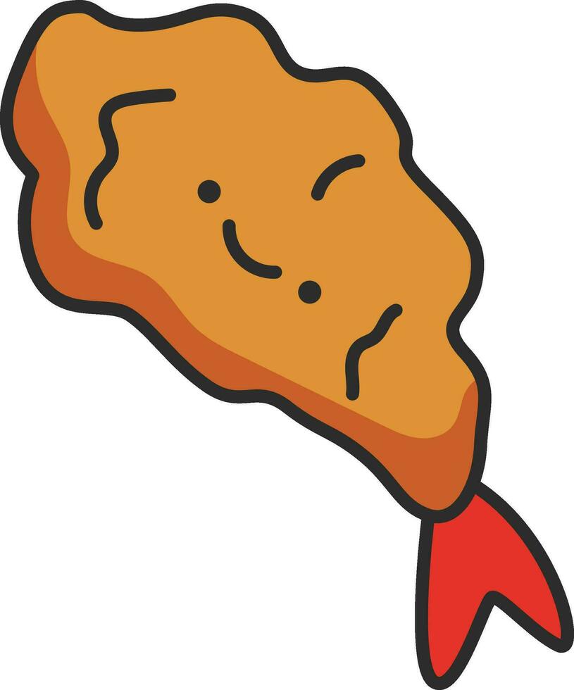 Fried fish icon in flat style. Seafood vector illustration on white isolated background. Seafood business concept.