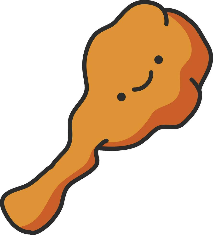 Chicken drumstick icon. Vector illustration of fried chicken drumstick.