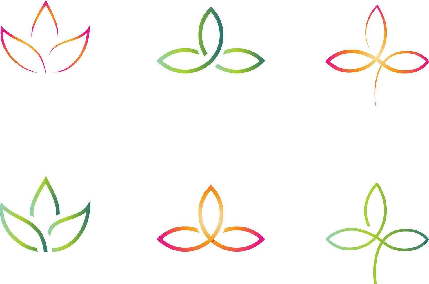 Ayurveda yoga spa purity meditation calm lotus company logo orange green bright colors vector