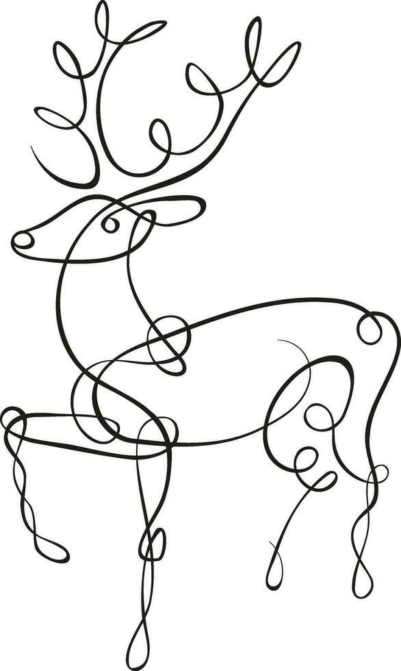 Poster wallart deer drawn with one continuous black and white line vector