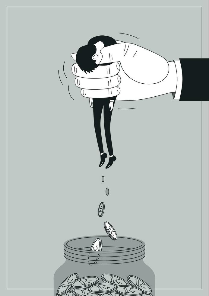Powerless Used Squeezed Powerless Employee or Businessman Poster vector