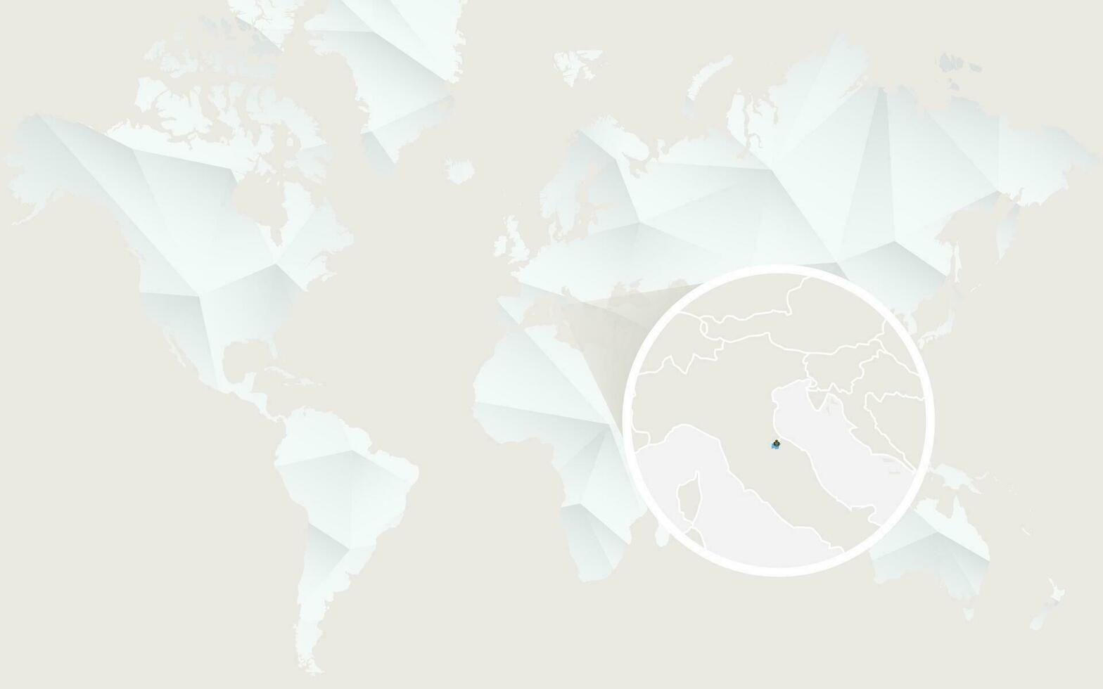 San Marino map with flag in contour on white polygonal World Map. vector