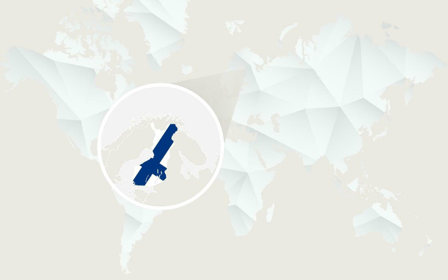 Finland map with flag in contour on white polygonal World Map. vector