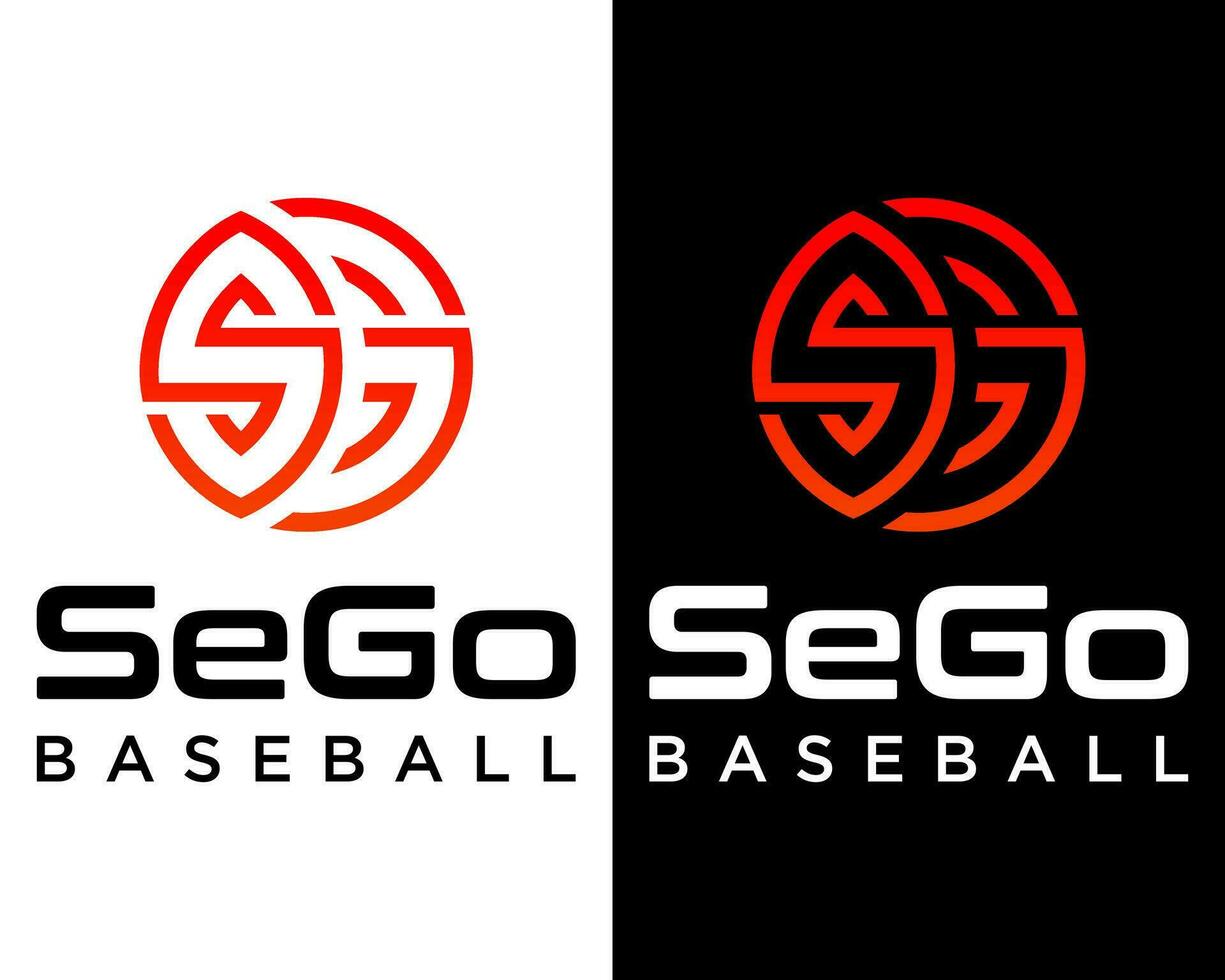 sg letras monograma béisbol deporte logo diseño. vector