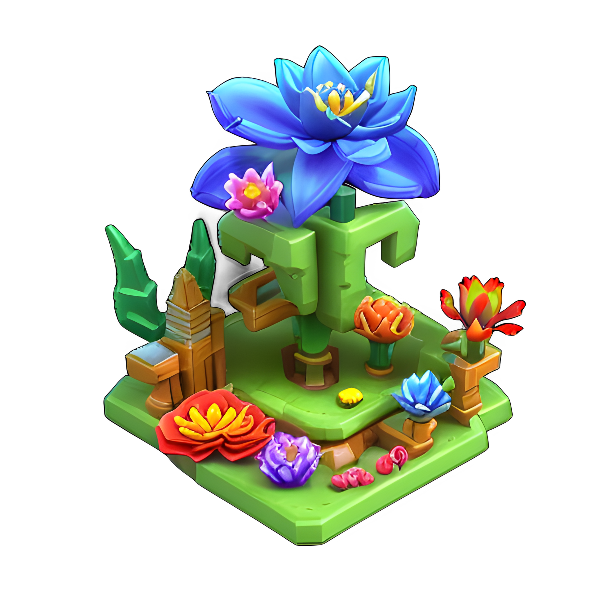 fantasy 3d small Island tree game ai generated 32422832 PNG