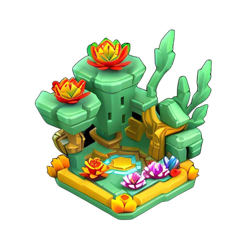 fantasy 3d small Island tree game ai generated png