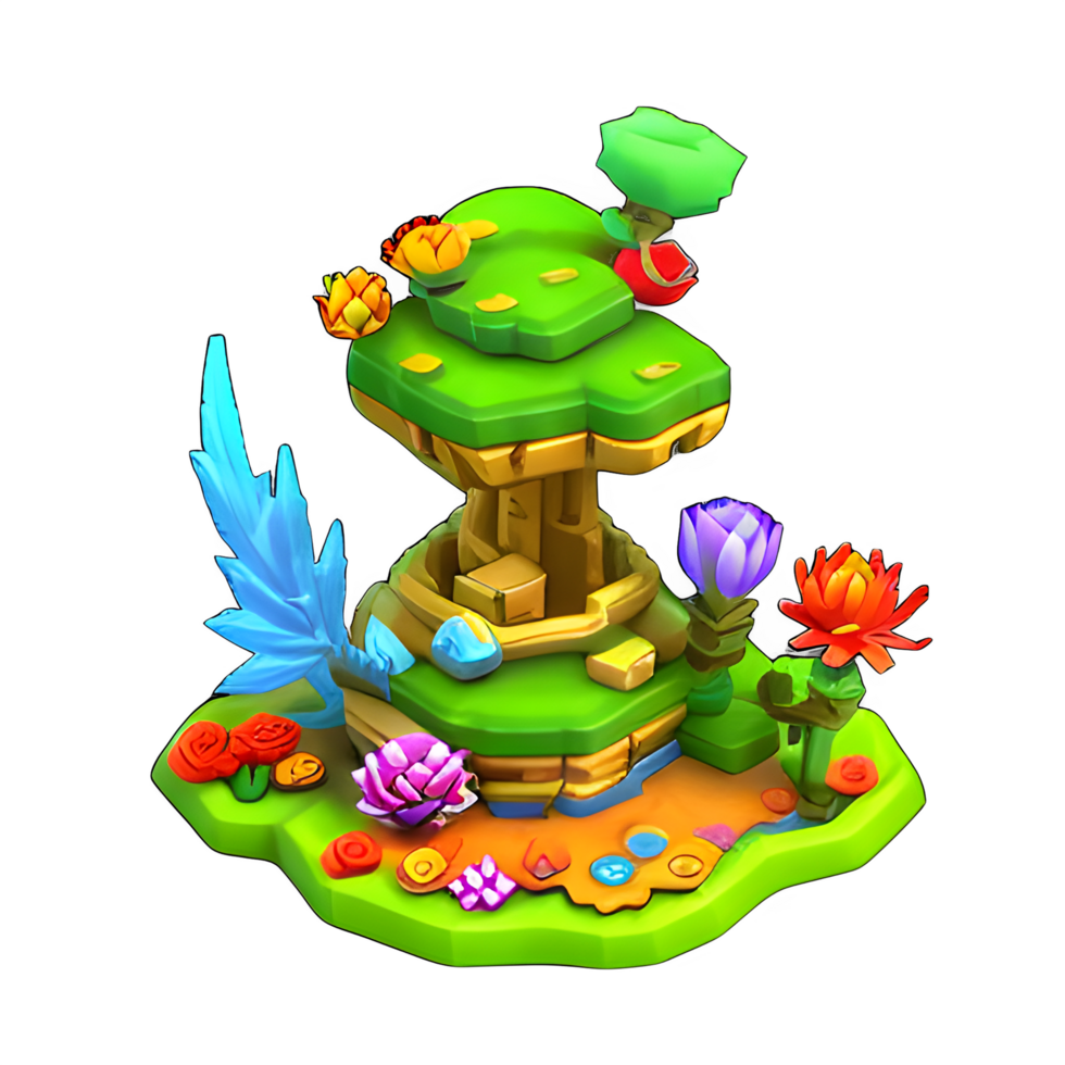 fantasy 3d small Island tree game ai generated 32422847 PNG