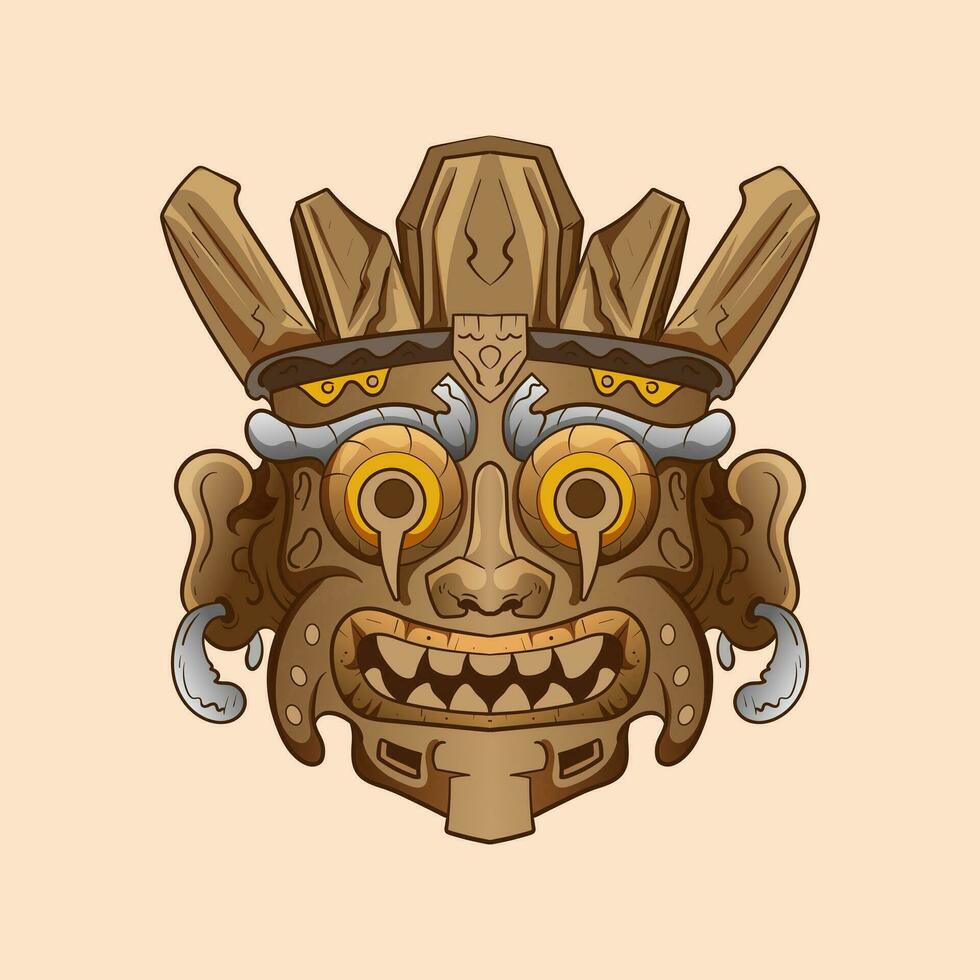 Culture traditional elements tiki festival, tiki mask vector illustration, tiki masks for t-shirt design, sticker and wall art