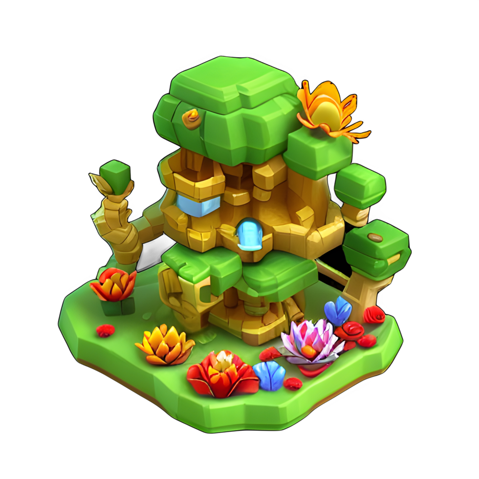 fantasy 3d small Island tree game ai generated 32422949 PNG