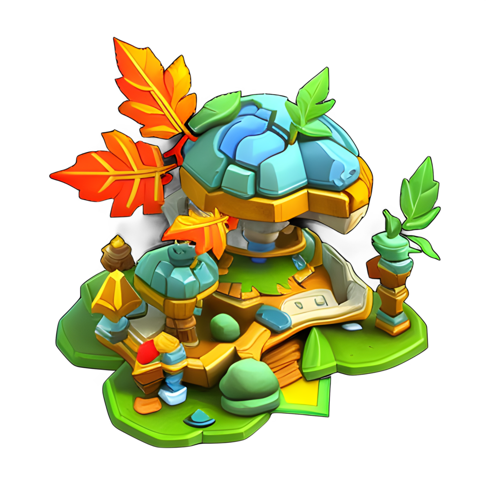 fantasy 3d small Island tree game ai generated png