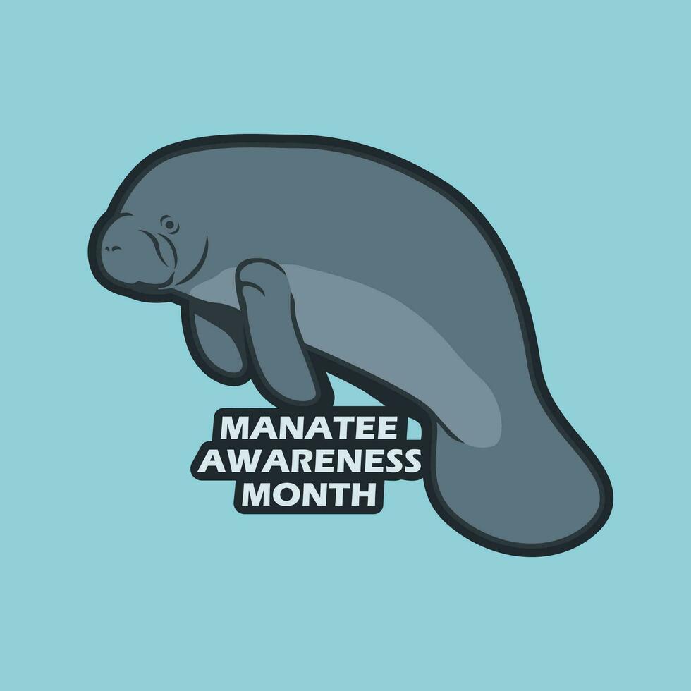 manatee awareness month vector image illustration