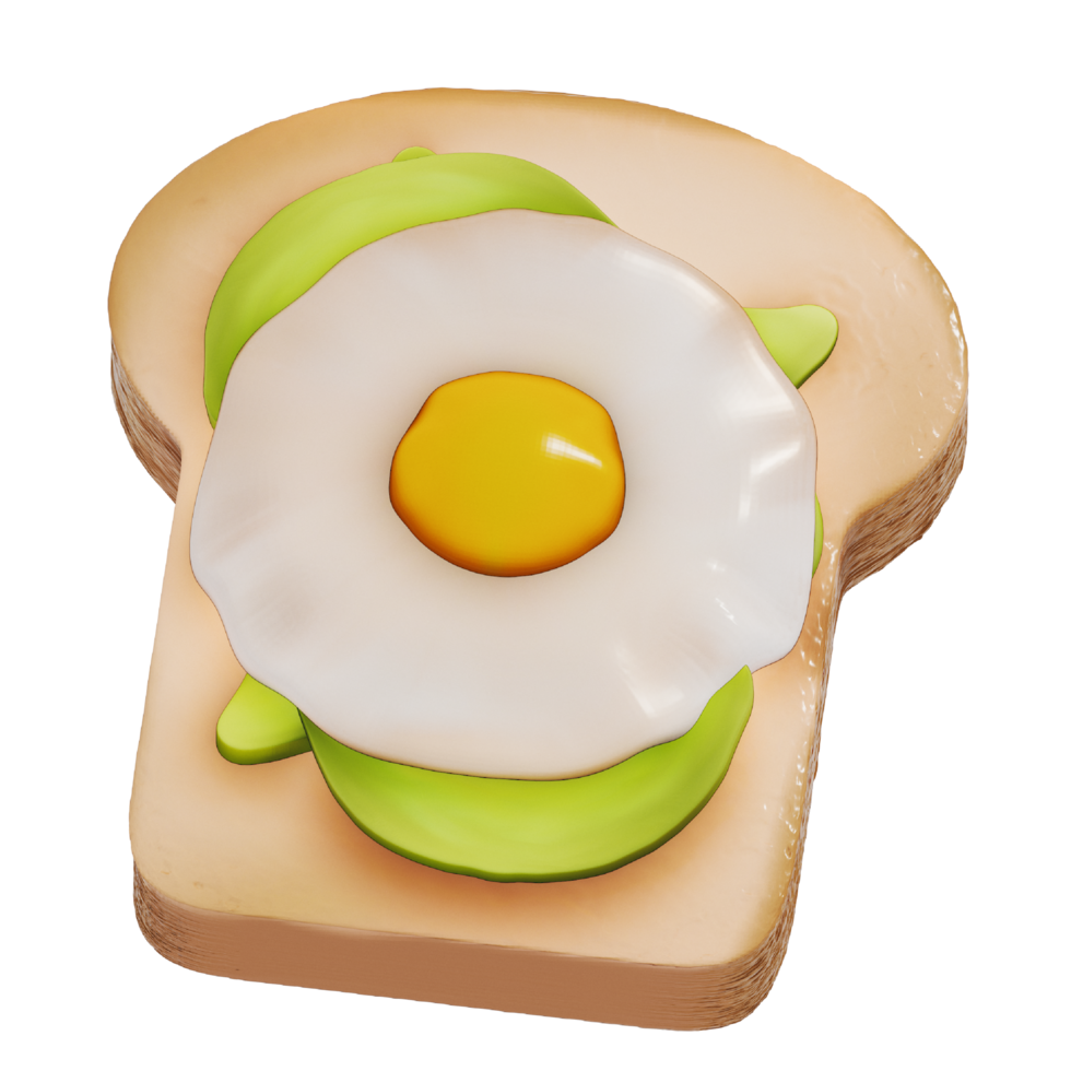 Egg with Avocado Toast For Breakfast 3D Isolated Illustration . 3D rendering png