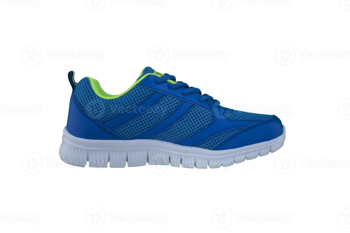 Sneakers. Blue sport shoes side view photo