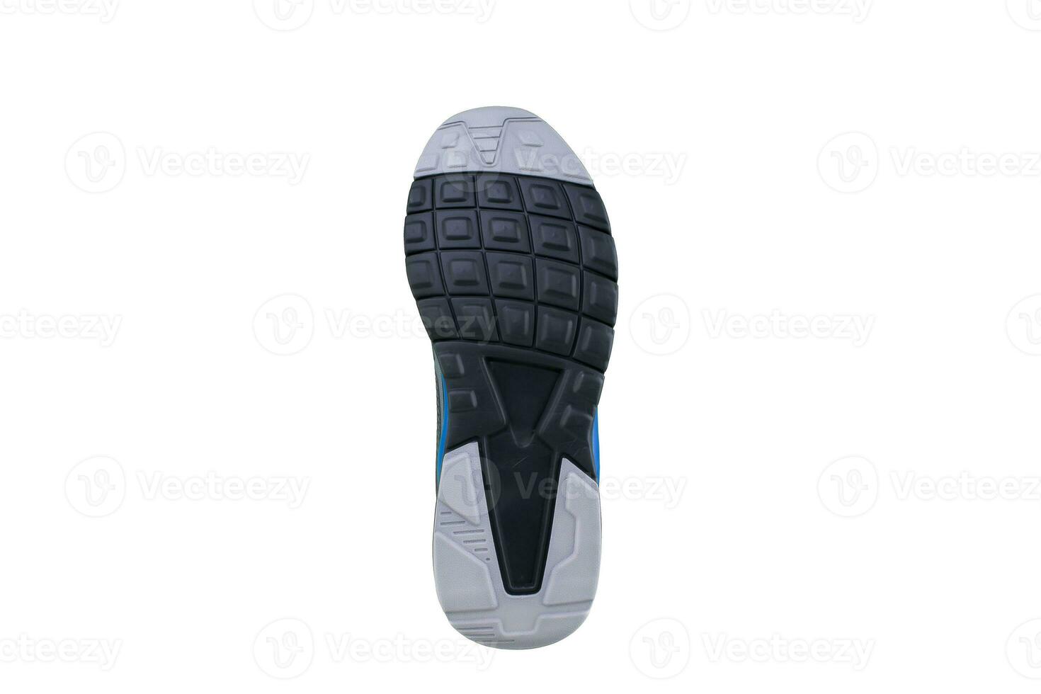 Black sole sneakers with white stripes on a white background. photo