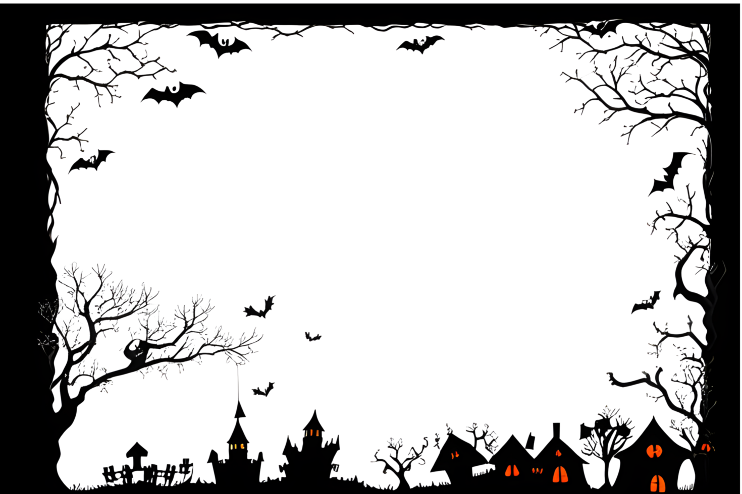 Halloween Border Frame PNG Transparent Background Ai Generative