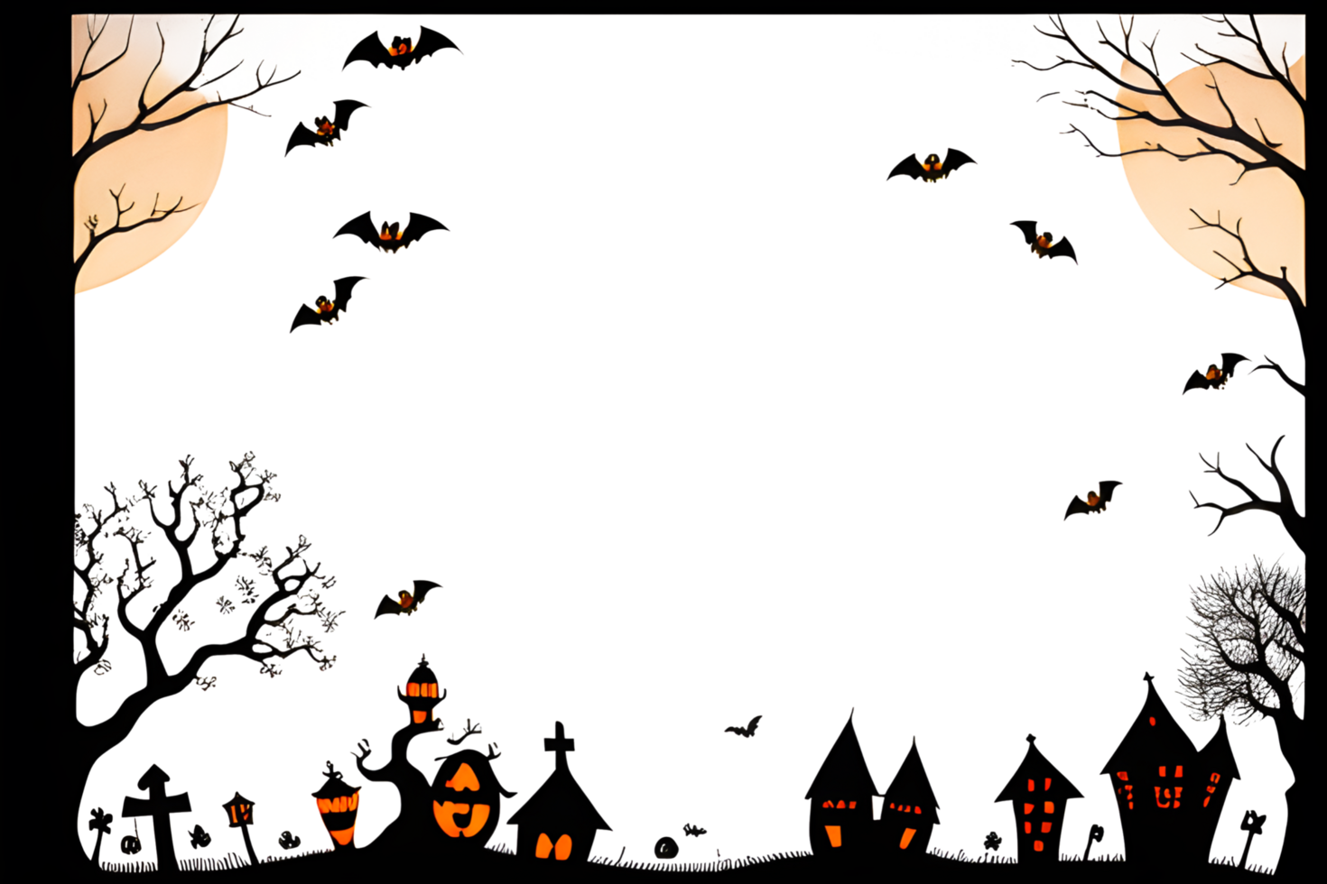 Halloween Border Frame PNG Transparent Background Ai Generative