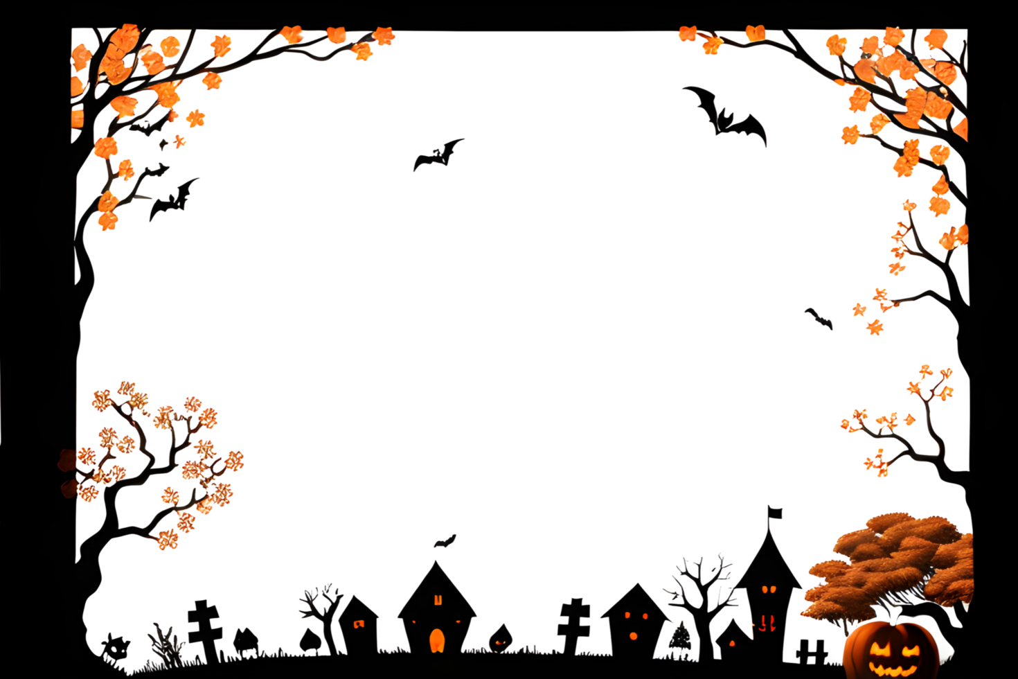 Halloween Border Frame PNG Transparent Background Ai Generative