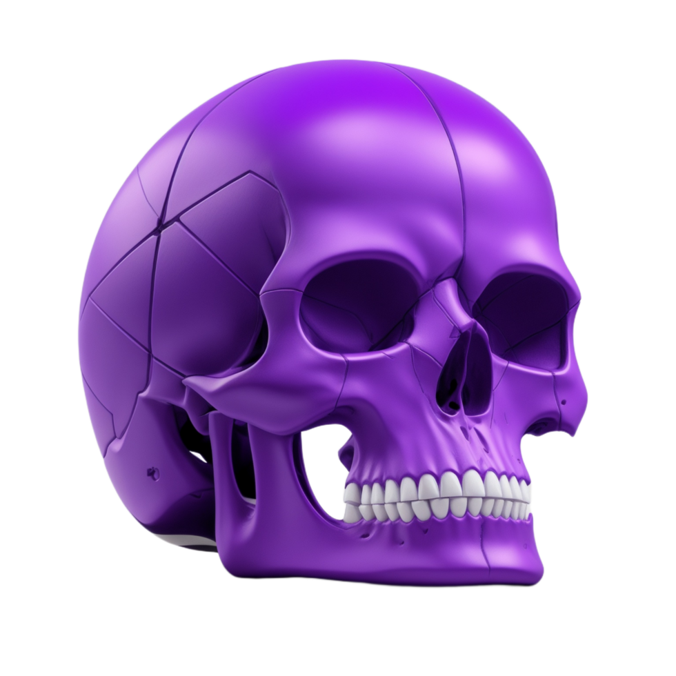 Purple Skull 3D PNG Image Transparent Background Ai Generative