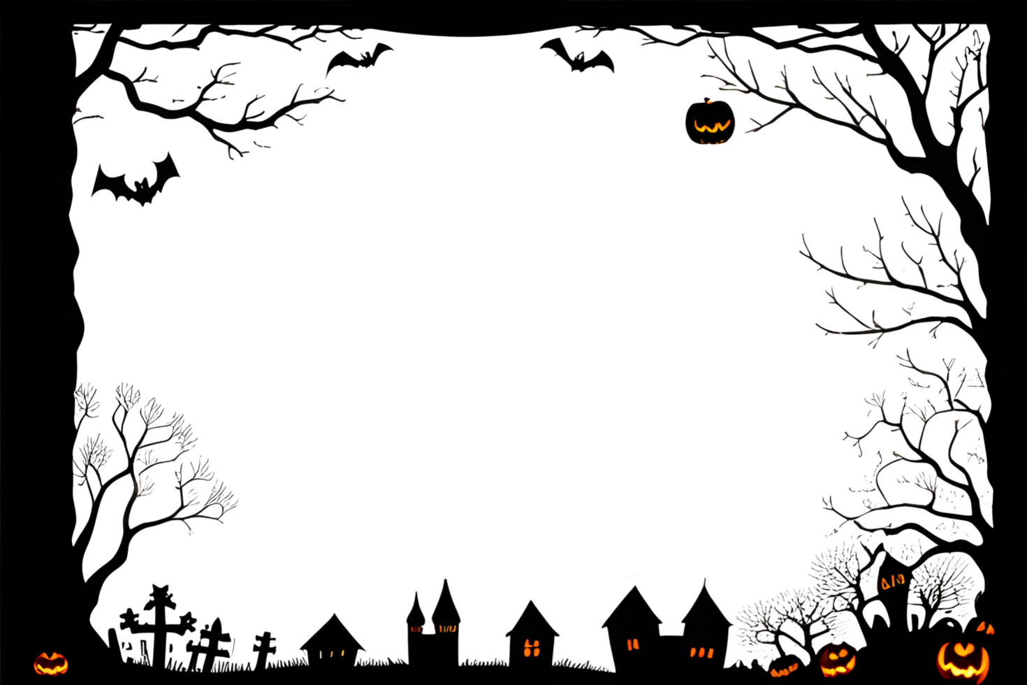 halloween gräns ram png transparent bakgrund ai generativ