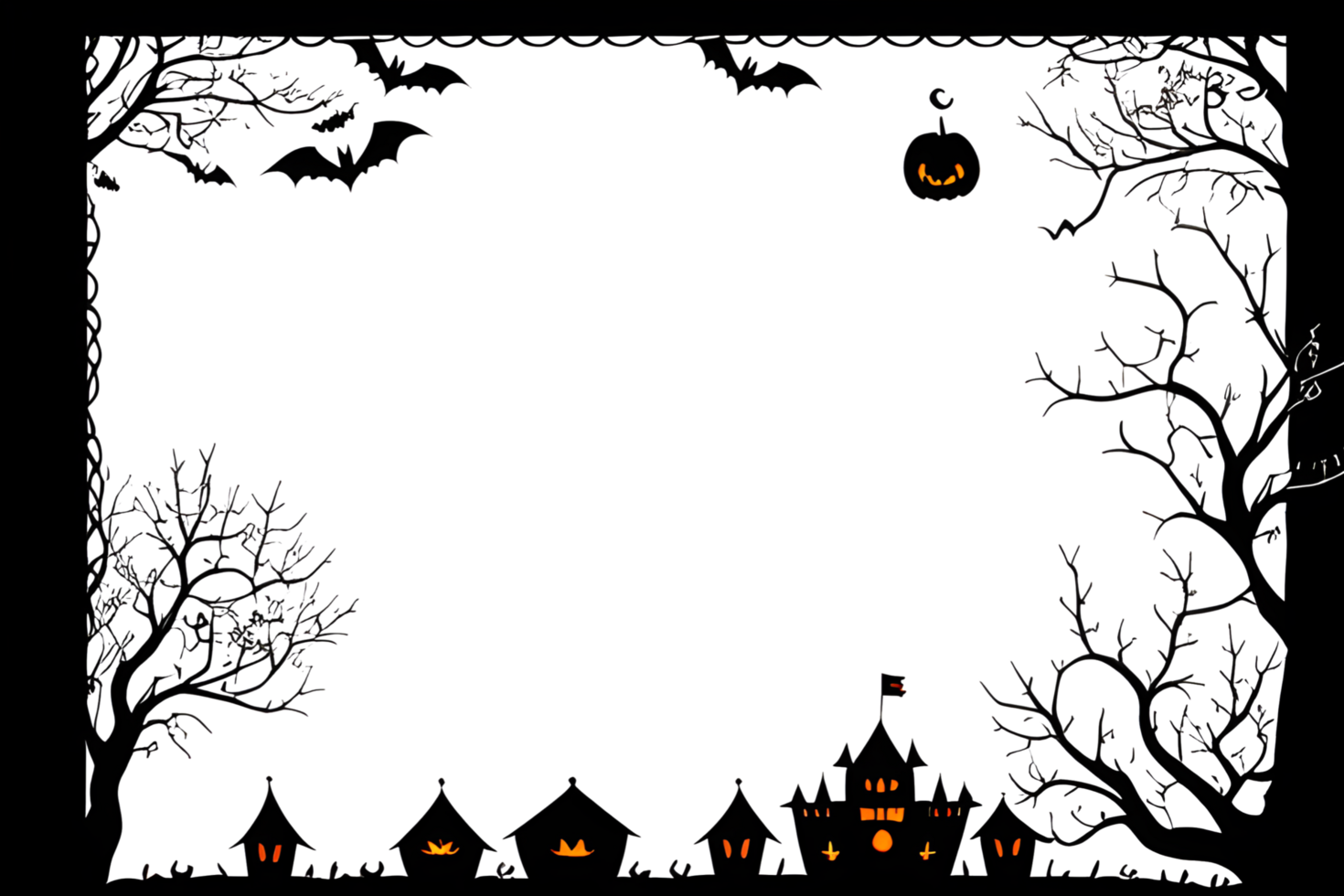 Halloween Border Frame PNG Transparent Background Ai Generative