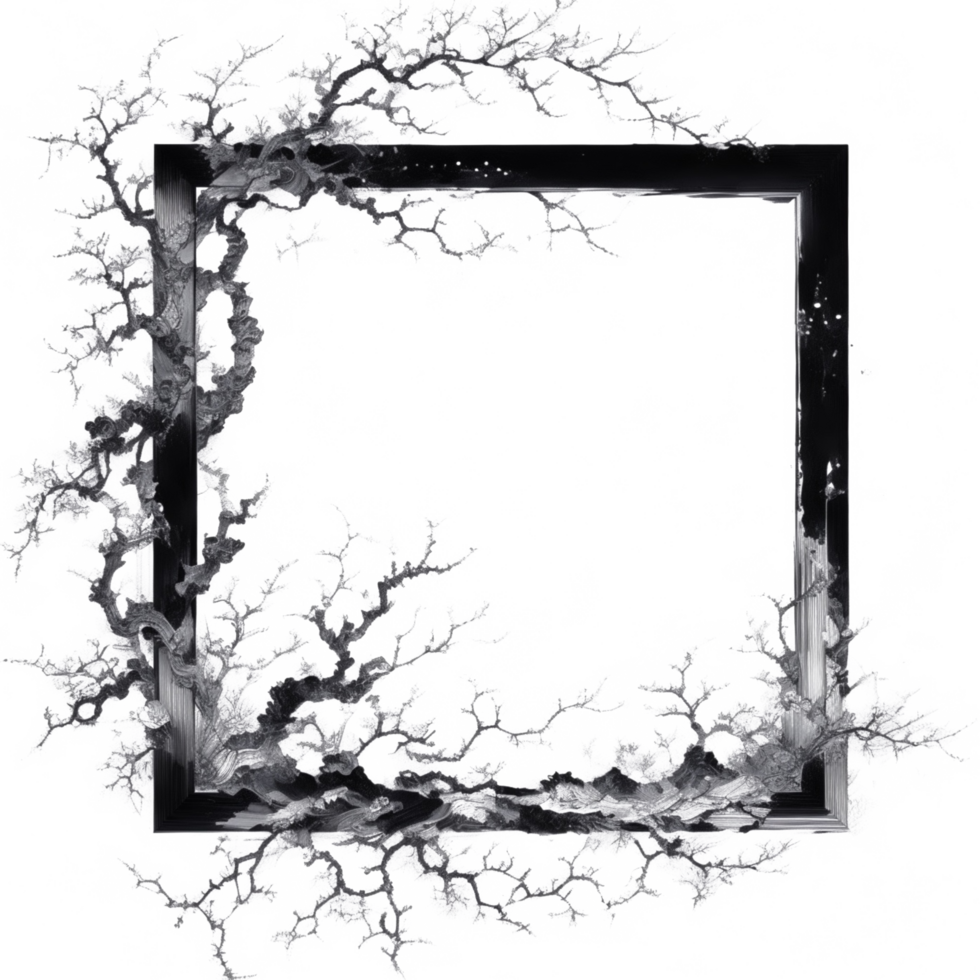 Japanese Style Link Art Border Frame Ai Generative png